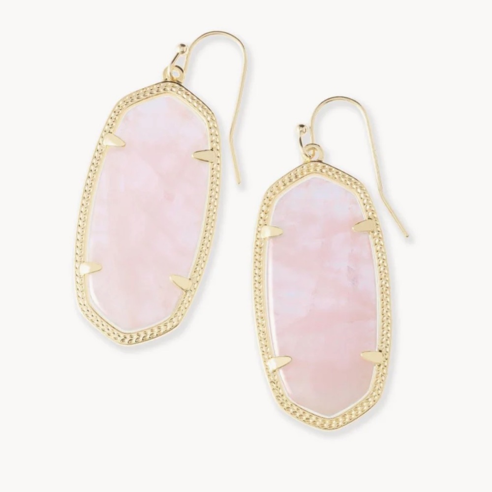 Kendra Scott Elle Gold Drop Earrings in Rose Quartz